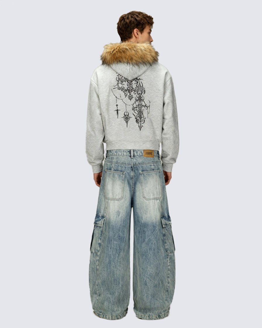 American Street Style Printed Hoodie Jacket