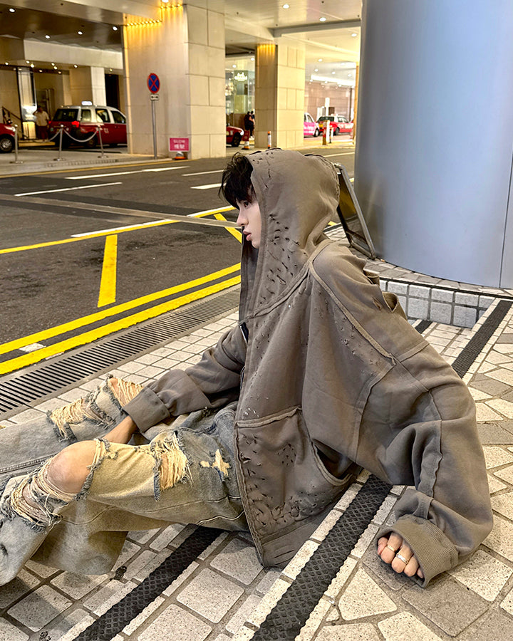 American Street High-Street Distressed Hoodie